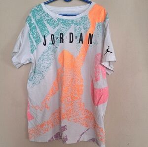 Jordan Kids T-Shirt - White with Orange and Teal